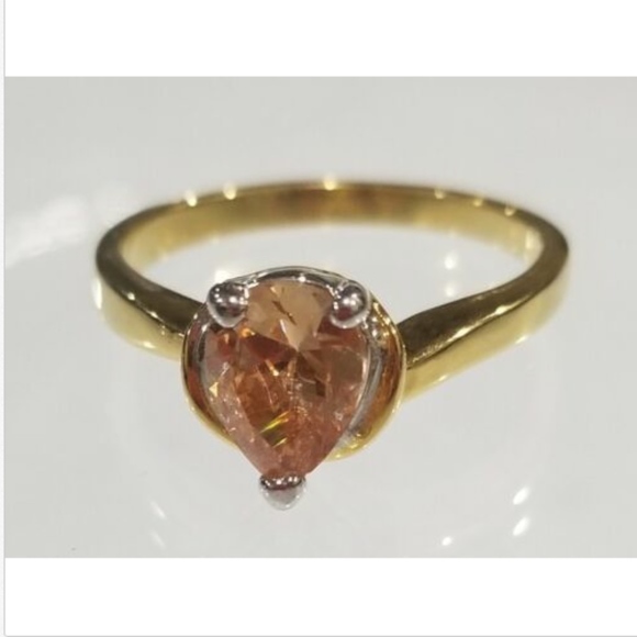 Gold Pink Birthstone Ring Sizes 4 5 8 November cocktail ring Amber imitation - Picture 7 of 10